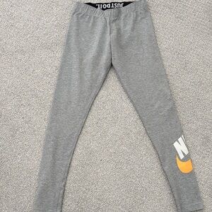 Nike Grey Leggings with Orange Swoosh